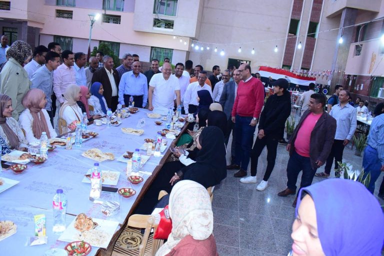 Al-Nomany is in the Middle of the Group Breakfast Table with the Farm Employees and the Faculty of Agriculture Family.